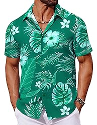 COOFANDY Hawaiian Shirt for Men Short Sleeve Button
