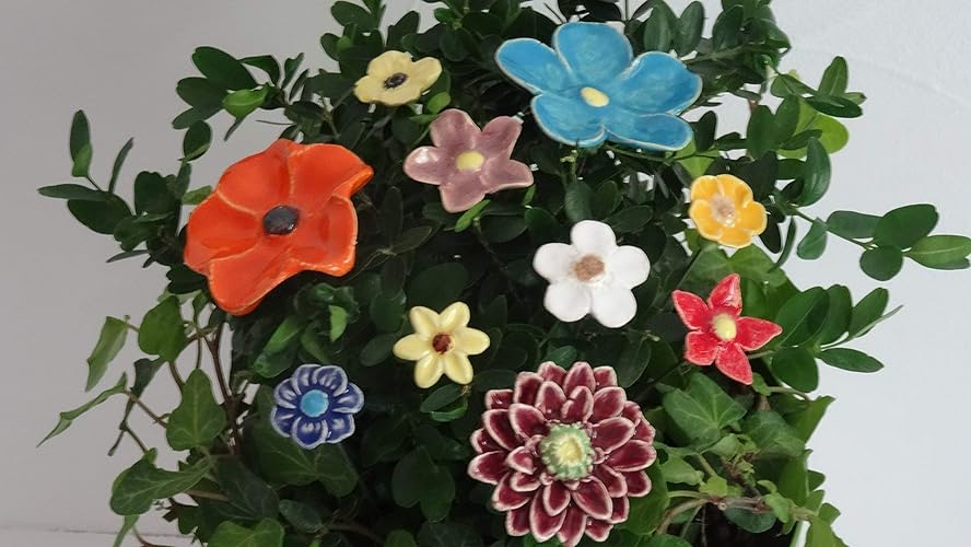 10 Keramikblumen: Gemischt/bunt