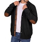 JMIERR Men's Stand Collar Knit Button Front Cardigan Sweater | Suede Elbow Patches, Two side Pockets, Soft Fine Knit, Long Sleeve, Vintage Casual, Fall Winter Daily Wear