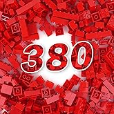 MALEKO Classic Bulk Building Blocks Accessories, 380 Pieces Mix Shape Bricks for Building-Compatible with All Major Brands(Red)