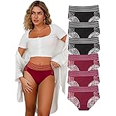 CINVIK Lace Sexy Undies for Women Stretch Full Coverage Control High Waist Cheeky Top Panties 6 Pack S-4XL