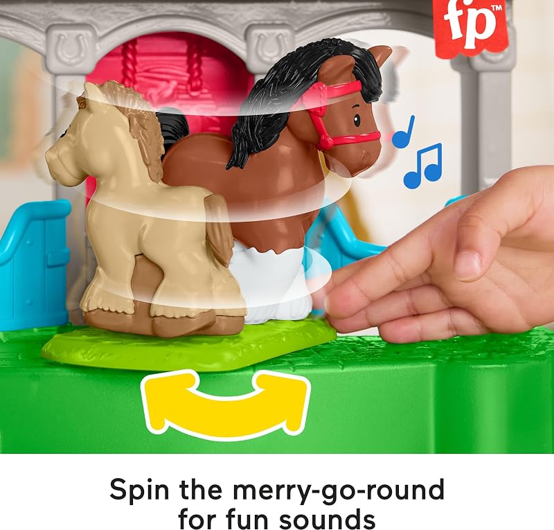 Conjunto de Brincadeiras de Cavalos Little People com Carruagem, Cavalo, Pónei e Figura, Brinquedo com Sons para Bebés +1 Ano (HWR84)