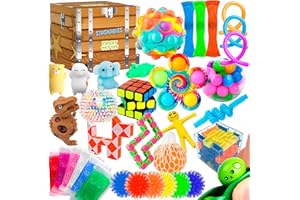STASHABLES Sensory Fidget Toys Pack - 35pcs Stress Relief and Anti Anxiety Toys for Kids - Cool Fidget Packs with Stress Balls, Fidget Cube, & More for Party Favors, Prizes, Travel, & Pinata Stuffers