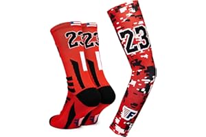 Forever Fanatics Youth Boys Basketball Socks Sports Athletic Crew Socks with Basketball Arm Sleeve - Made in USA