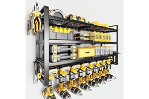 Power Tool Organizer Wall Mount - 400Lbs Load 4 Layers Storage Rack with 8 Drill Holders for Drills Cordless Tools. Heavy Dut