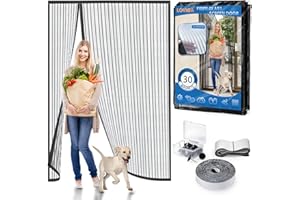 Heavy Duty Door Screen Magnetic Closure, LOVIGA 2024 Thickened Fiberglass Screen Door Mesh, Side Opened, Kids/Pets Friendly, Fine Mesh Keep Bugs Out Fit Door Size up to 70 Inch X 80 Inch
