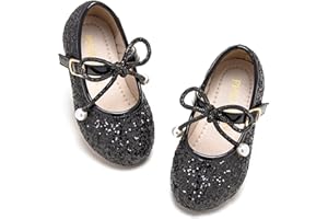 PHIRAMIN Flower Girl Dress Shoes - Girl Ballet Flats Toddler Little Kid Wedding Party