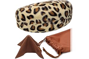 MyEyeglassCase Large Curved Sunglasses Case - Women Hard Shell Glasses Holder - XL Large Eyeglass Case with Pouch &Cloth