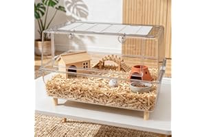 Ruexue Extra Large Hamster Cage, 30 Inch Transparent Hamster Habitat for Syrian Hamsters, Gerbils & Mice, Clear Plastic Enclo