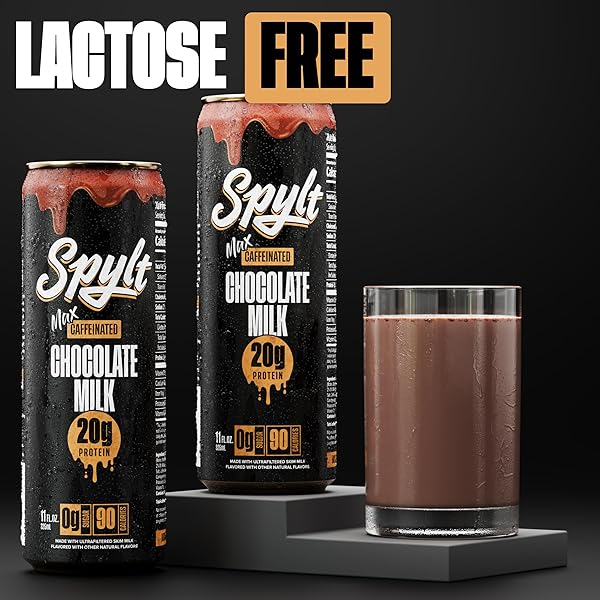 SPYLT HIGH PROTEIN MAX CHOCOLATE MILK WITH 140MG CAFFEINE & 20G PROTEIN – 90 CALORIES, READY TO DRINK, SUGAR FREE, LACTOSE FREE MILK, PERFECT FOR WORKOUT RECOVERY & AFTERNOON PICK ME UP – 12 COUNT