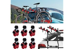 ASENDIWAY 6Pcs/Set Bike Rack Hitch Mount Bicycle Car Bike Rack Strap Replacement Cradles Cargo Carrier Spare Hooks with Rubber Straps 1-1/4"&2" Bike Rack PartsTruck Hitch Red&Black Tie-Down Straps