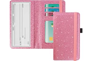 ACdream Checkbook Cover, Leather RFID Blocking Check Book Wallet, Protective Premium Business and Personal Duplicate Checks Holder, with Credit Card Slot for Women Men