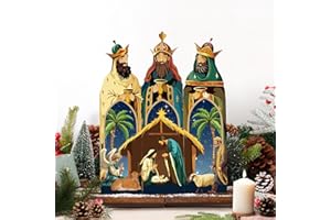 CHUNNIN 3 Pcs 10.4 Inch Christmas Nativity Scene Set for Xmas Holiday Manger Decorations Three Kings Wooden Nativity Tabletop Three Wise Men Wooden Set for Nativity Scene Party Bedroom Outdoor Home Decoration
