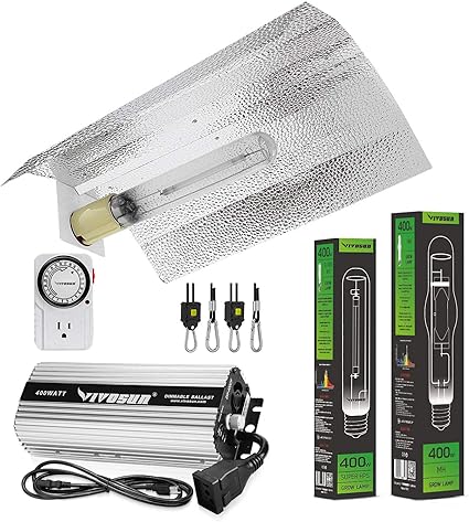 vivosun hydroponic 400 watt hps mh grow light wing reflector kit easy to set up high stability compatibility enhanced version