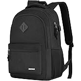 KROSIAS Black Backpack for Men and Women, School Backpack Teens Boys and Girls 17.3 Inch Laptop Bookbag with USB Charger for High School College Work Travel Business
