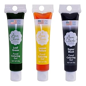 Ann Clark Cookie Cutters St. Patrick's Day Food Coloring Gel 3 Pack with Leaf Green, Lemon Yellow and Super Black