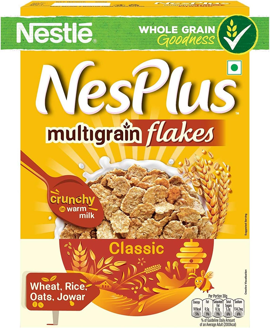 Nestle NesPlus Breakfast Cereal, Multigrain Flakes – Classic, 250 Grams
