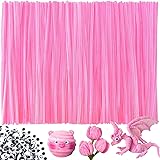 200pcs Pink Pipe Cleaners and self-Adhesive Wiggle