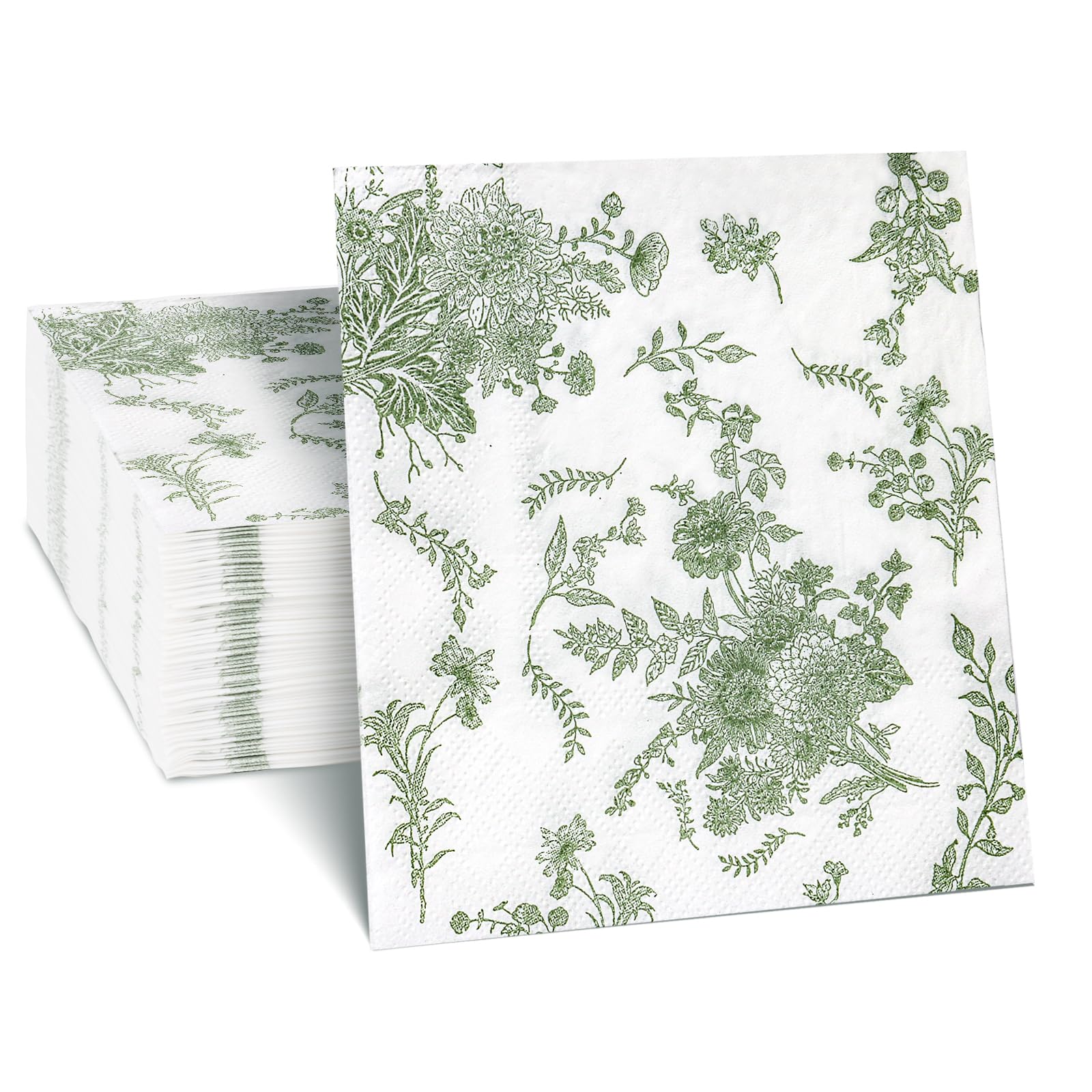 Photo 1 of 200Pack Sage Green Floral Cocktail Napkins Disposable Wedding Paper Napkin Decorative Green & White Hydrangea Flower Guest Hand Towel Fancy Dinner Napkin for Bridal Baby Shower Birthday Party Supplies
