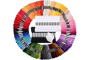 VICOVI Friendship Bracelet String Kits, 100 Colors Embroidery Floss and 15 Skeins White & 15 Skeins Black Color, 10 Pcs Plastic Floss Bobbins for Cross Stitch Threads Bracelet Yarn Craft Floss