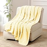 FY FIBER HOUSE Fleece Throw Blanket for Couch 300GMS Super Soft Plush Fuzzy Blankets Lap Blanket for Office Sofa, 50x60 Inches, Light Yellow