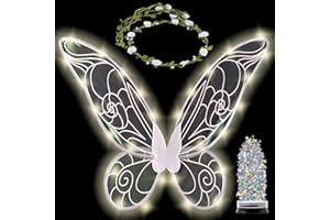Funcredible Fairy Costume For Women and Girls - Light Up Fairy Wings and Flower Crown, Glitter - Butterfly Wings