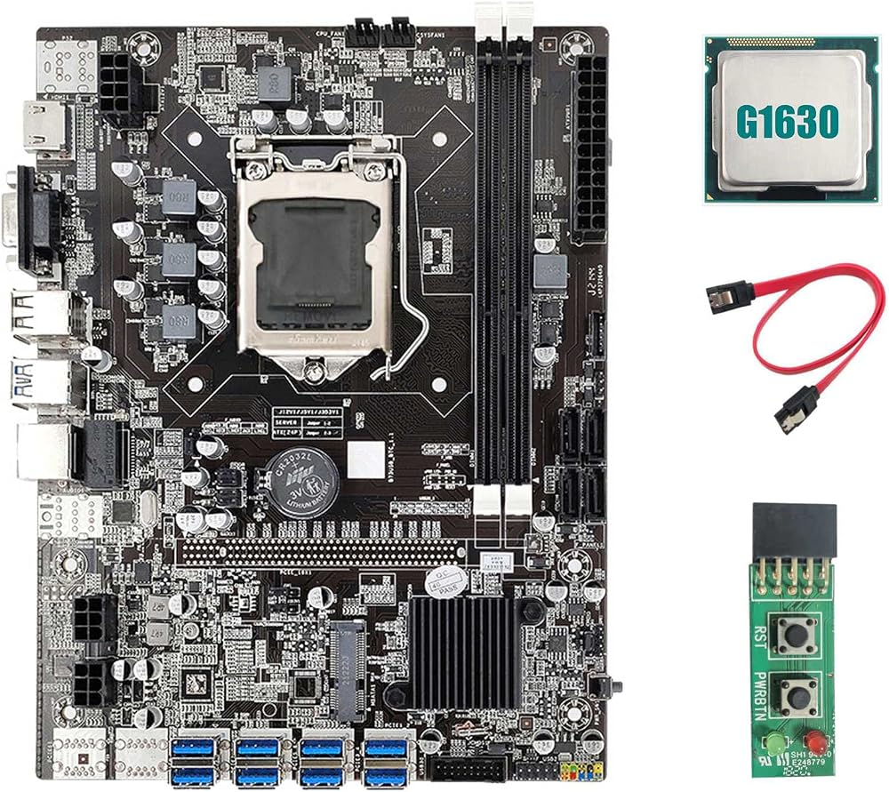 Lodokdre B75 Mining Motherboard 8x USB 3.0 G1630 CPU Switch Cable LGA1155 DDR3