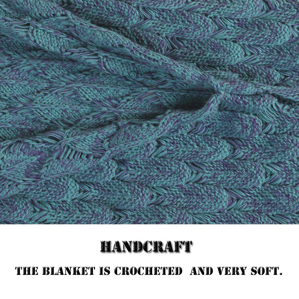 Feiuruhf Knitted Mermaid Tail Blanket for Adults Teens, Kids Crochet Snuggle Mermaid, All Seasons Sleeping Blanket (Blue)