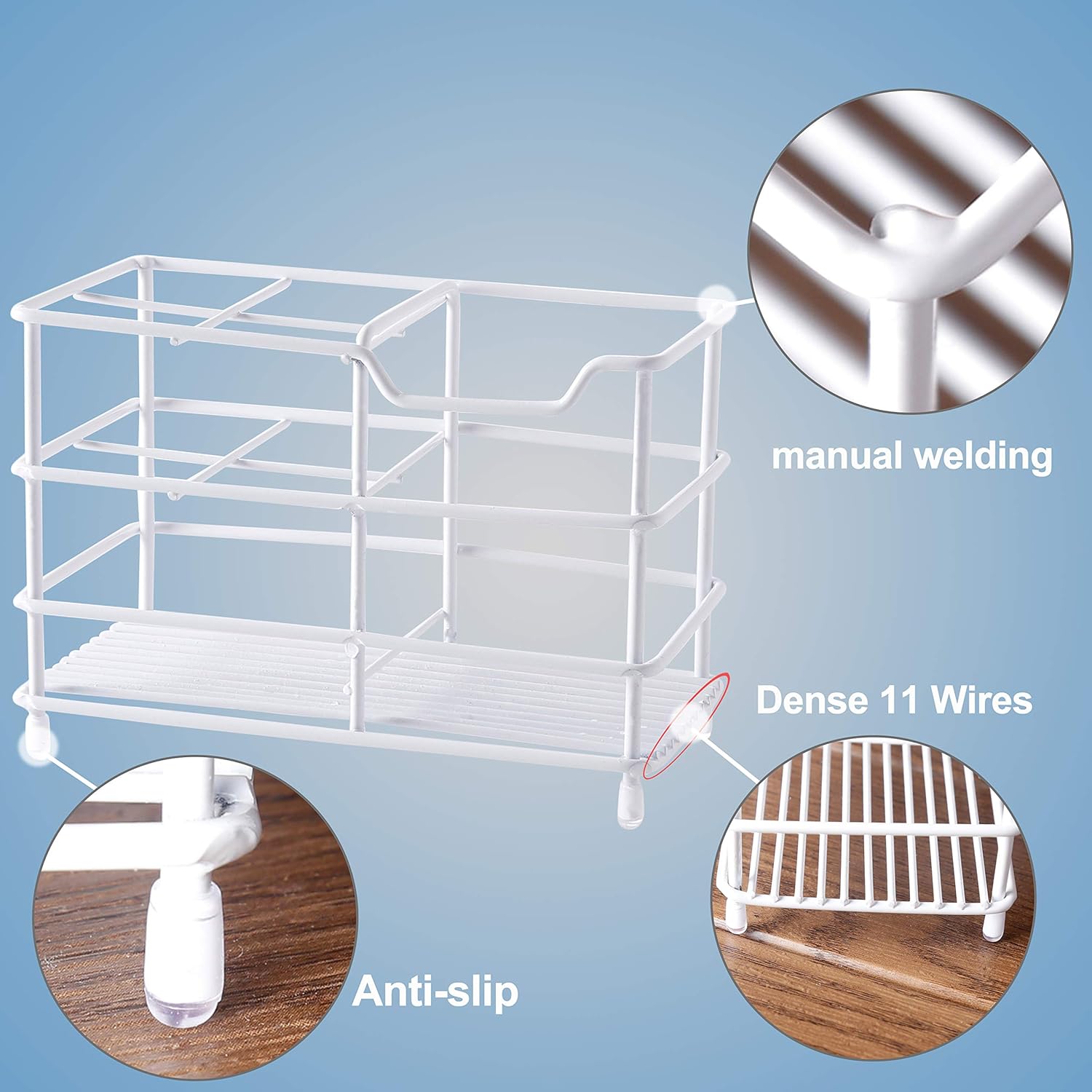 SKOLOO Electric Toothbrush Holder Organizer, Oversize Stainless Steel Bathroom Toothbrush Toothpaste Holders Set, Bathroom Sink Organizer (White): Home & Kitchen