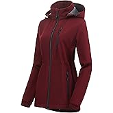 Chrisuno Women's Lightweight Long Softshell Fleece Lined Jacket Anorak Raincoat With Removable Hood