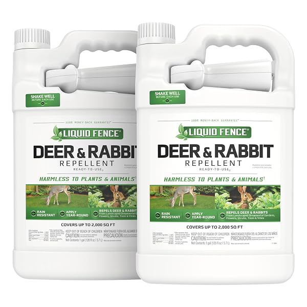LIQUID FENCE DEER AND RABBIT REPELLENT READY-TO-USE 1 GALLON, APPLY YEAR-ROUND, 2 PACK