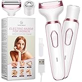 Electric Razor - Shaver - Trimmer for Women: 2 in 1 Painless Body Razors and Facial Hair Remover - Rechargeable Hair Removal Kit for Face Body Leg Bikini Underarm Arm