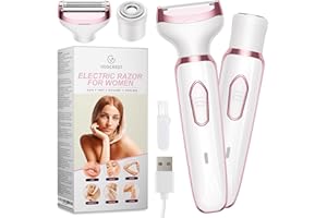 VG VOGCREST Electric Razor - Shaver - Trimmer for Women: 2 in 1 Painless Body Razors and Facial Hair Remover - Rechargeable Hair Removal Kit for Face Body Leg Bikini Underarm Arm