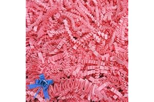 BOXHOME Shred Paper Filler (1LB) Crinkle Cut Paper for Wrapping & Filling Gift Basket Gift Boxes, Light Pink-Decoration Raffia Contains Bow