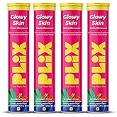 PLIX Glowy Skin 500mg Glutathione Supplement with Hyaluronic Acid, Vitamin C, E & Berries | 60 Effervescent Tablets, Strawberry Flavor