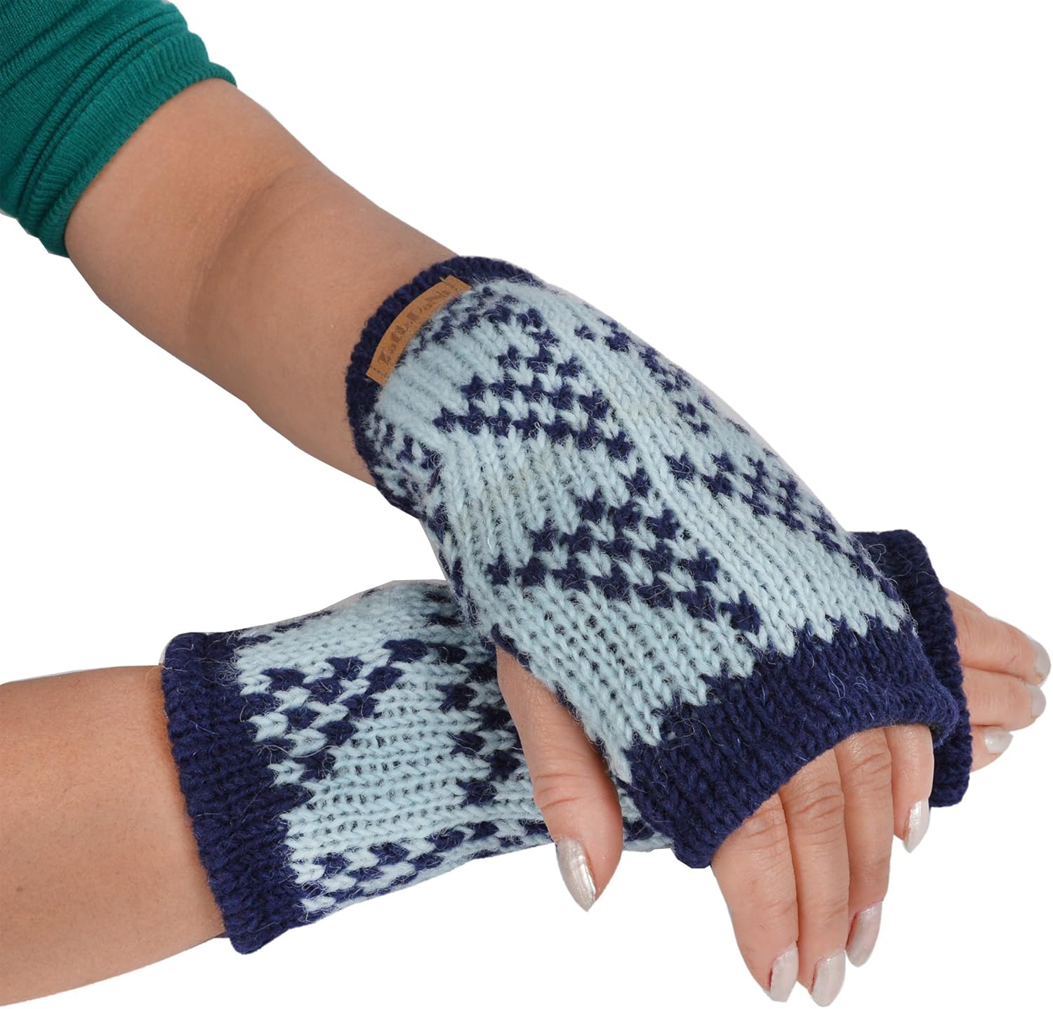 Women's Woolen Knitted Handwarmer Fleece Lined Winter Arm Warmers (GJ
