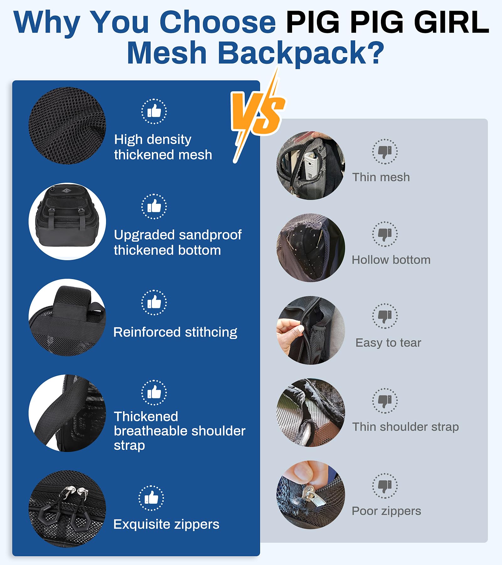 Mesh Backpack, 17in Heavy Duty See Through Backpack Ultra-Lightweight Net Bookbag Breathable Transparent Beach Backpacks for School Sports Gym, Black
