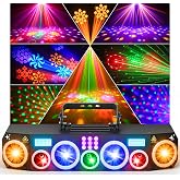 KeoBin All-in-One Laser Party Light with 180&deg; Wide-Angle Bee-Eye Effects | 50+ Laser Lights, Rotating Multi-Beam Effects, 63 RGBWA+UV Strobes, DMX512, Remote and Sound Activation for Club, Party