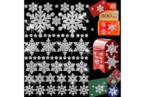 BESTUS Snowflake Stickers Large Real Glitter Silver Christmas Stickers for Envelopes Snowflake Stickers for Crafts Christmas Card Stickers for Envelopes Silver Snowflakes Stickers Happy Holiday Stickers