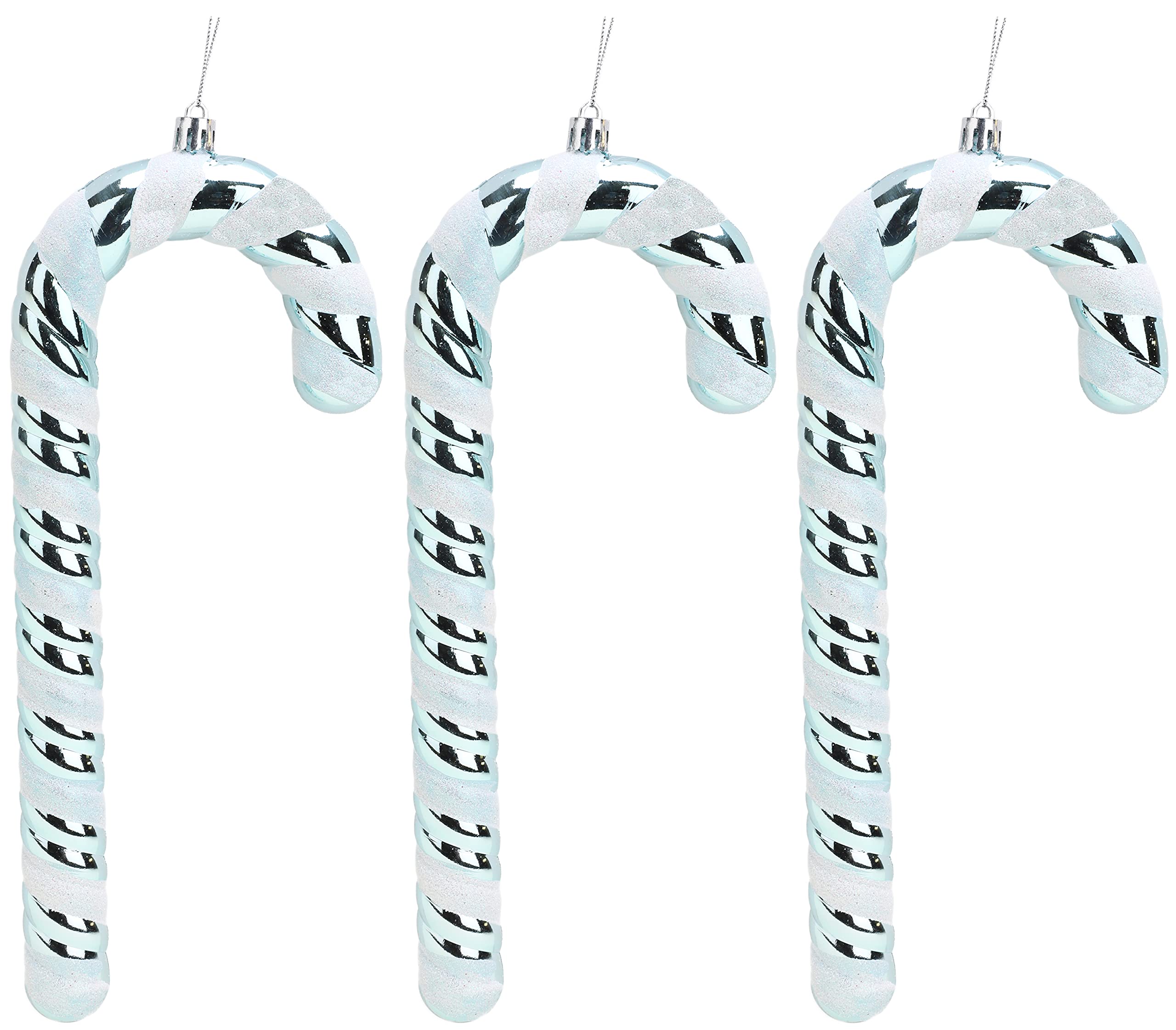 Christmas Concepts® Pack of 3–250mm (10") Extra Large Candy Cane Baubles – Shiny & Glitter Decorated – Christmas Decorations (Ice Blue)