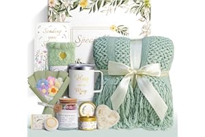 SPARKALYN Gift Baskets for Women, 11 PCS Unique Birthday Gifts for Women, Self Care Gift Baskets, Thank You, Get Well, Sympathy Inspirational Friendship Gifts for Mom, Grandma, Sister,Friends (Sage Green)