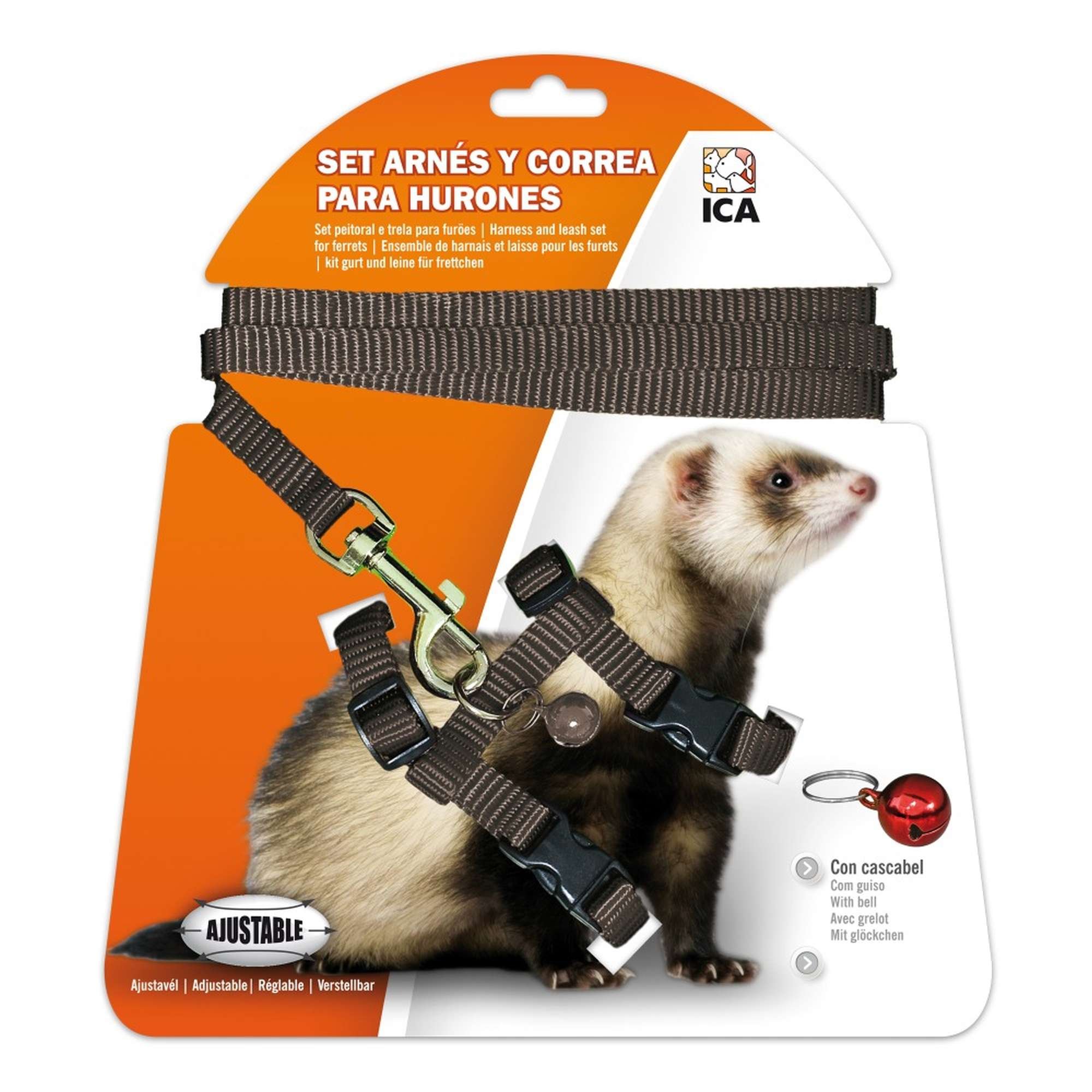 ICA DA973 Ferret Harness and Leash Set, Black