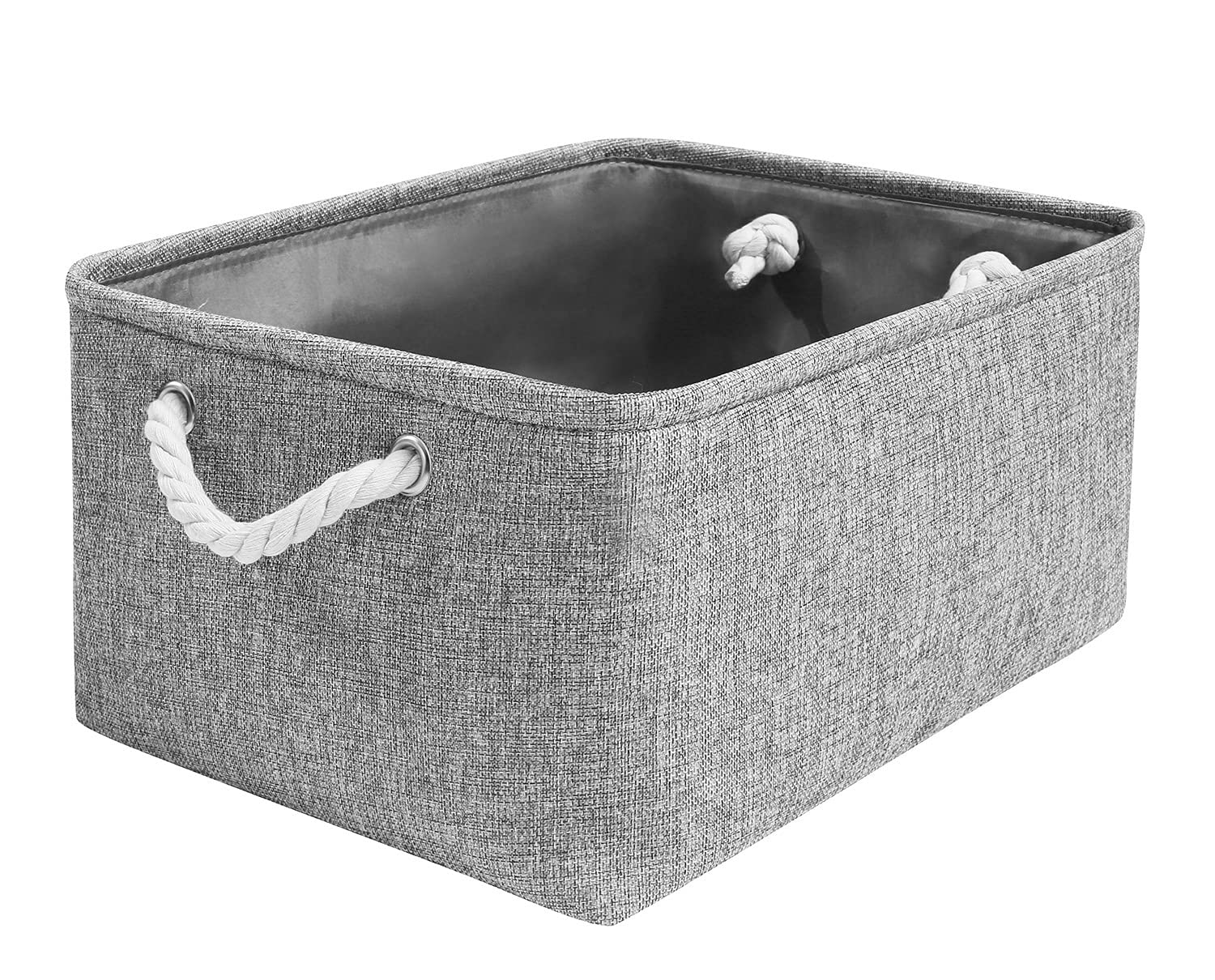 Mangata Foldable Storage Box, Small Thickened Fabric Storage Basket with Handles for Shelves Toy (S, Grey)