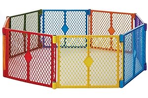 Toddleroo by North States Superyard Colorplay 8 Panel Free Standing Play Yard, Indoor or Outdoor Baby Playpen, Baby Gate. Made in USA. 6.5 feet corner to corner play pen (26" Tall, Multicolor)