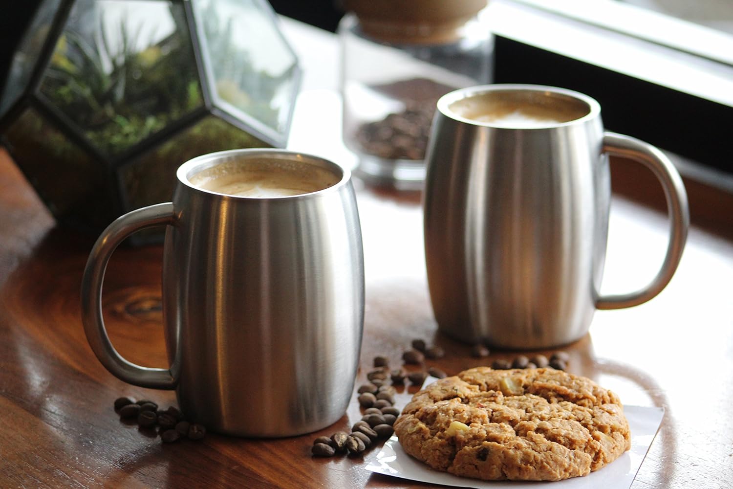 Set of 2 II 14Oz Double Wall Vacuum Sealed Insulated Tea / Coffee Mugs fastship eBay