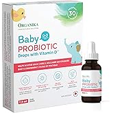 Organika Baby Probiotic Drops with Vitamin D- Soothe Colic, Reduce Fussing, Aid in Growth and Development- White, 7.5 ml (Pac
