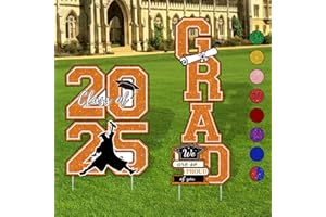 CESOF Graduation Yard Signs Class of 2025 Orange and Black Graduation Decorations - 4pcs Waterproof Large Size Glittering 2025 Grad Outdoor Lawn Decor College Congrats Party Supplies
