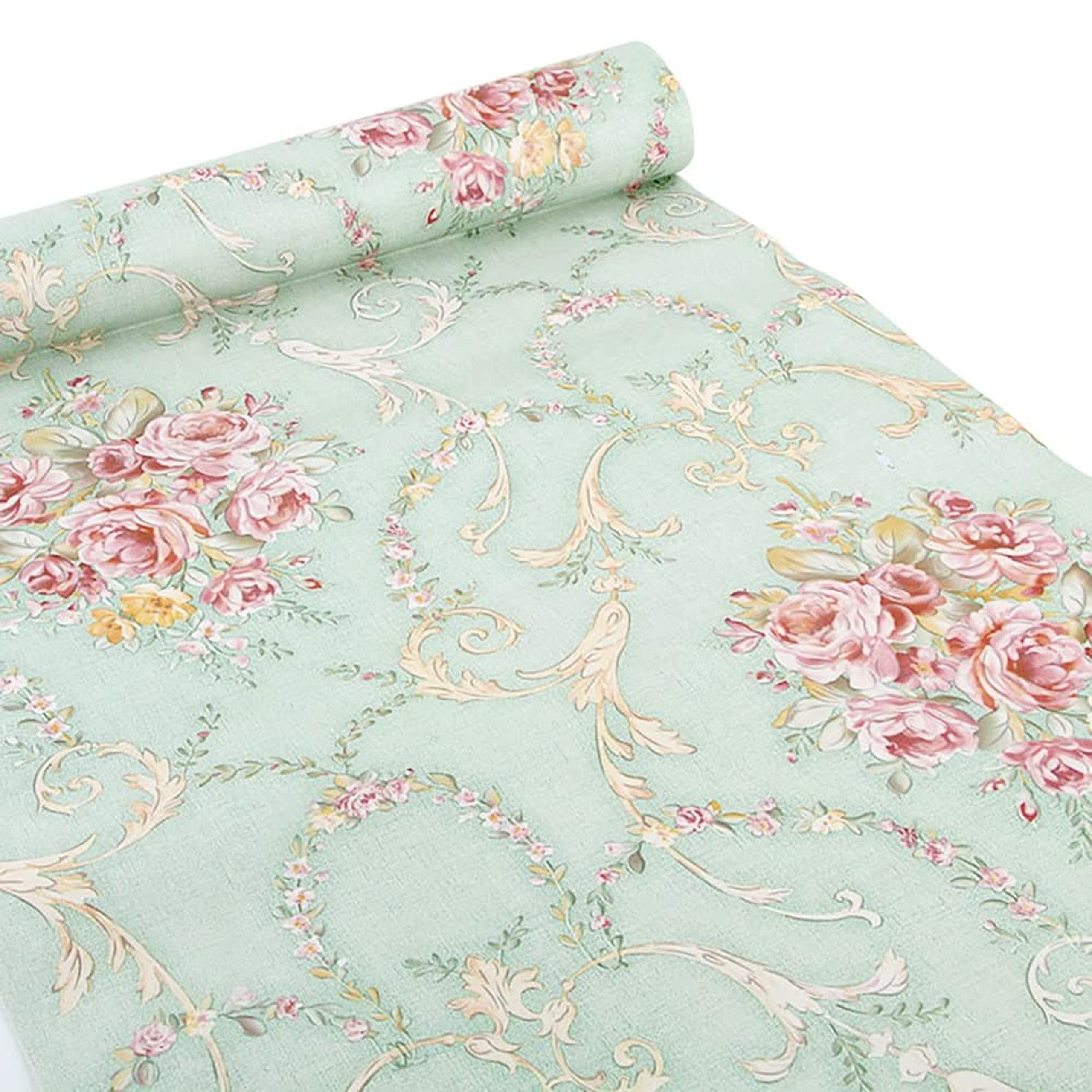 Ya Jin Vintage Flower Shelf Liner Dresser Drawer Sticker Self-Adhesive Cabinet Desk Contact Paper