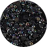 500Pcs Flatback Half Round Pearls for Crafting Nail Art,AB Color Pearl Beads for Women Girls DIY Face Makeup Jewelry Clothes Shoes Dress,Imitation Loose Pearl Beads Gems (Black, 8mm)