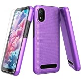 for Cloud Mobile Stratus C8 Phone Case with Screen Protector Purple | Stratus C8 Phone Case Dual Layer Heavy Duty Military Grade Shockproof Corner Cover for Cloud Mobile Stratus C8